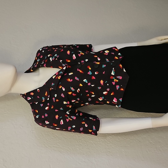 Vtg Handmade 1980s Colorful Patterned Cropped Button Down Short Sleeve Shirt - Picture 2 of 6